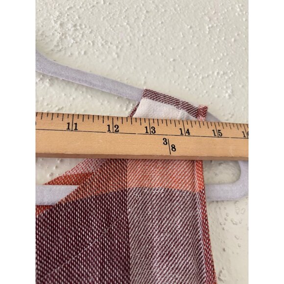 Ann Taylor Womens Checkered Sleeveless Plaid Tank Top XL Orange/Burgundy - Picture 6 of 10